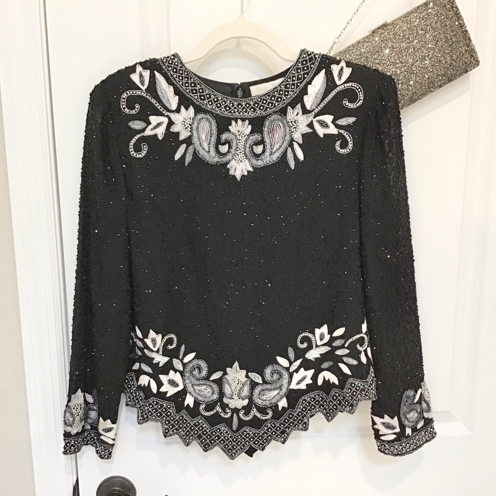 Draper’s & Damon’s Vintage Beaded Evening Top, Size PM